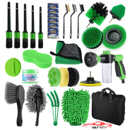 Car Wash Brush Kit 32-Piece Auto Detailing Drill Clean Brush Set with Buffing Sponge Pads Kit for Car Cleaning Tools