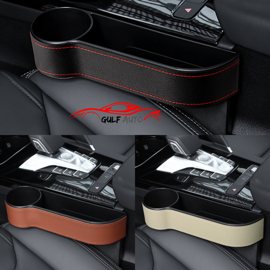 Durable PU Leather Car Seat Organizer with USB Charging Port Universal for All Cars Front Side Gap Filler Multipurpose Use