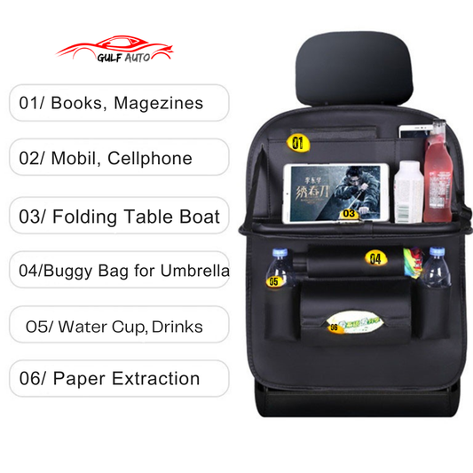 Factory Wholesale Custom Foldable PU Leather Car Backseat Anti Kick Storage Bags Car Seat Organizer